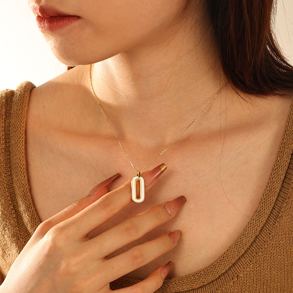 VFX0029 Oval Colorful Enamel Pendant Necklace