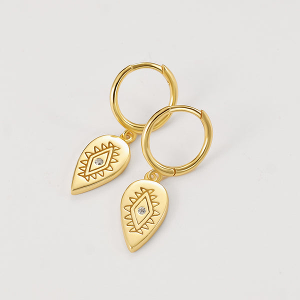 FE2149 925 Sterling Silver Water Drop Totem Dangle Earrings