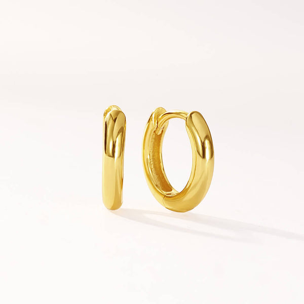 FE3480 Simple High Polish Huggie Hoop Earring