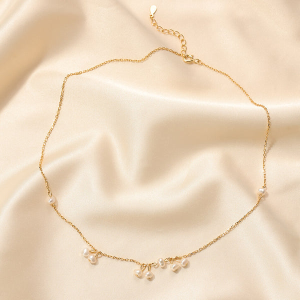 PN0243 925 Sterling Silver Freshwater Pearl Chrm Bead Chain Necklaces