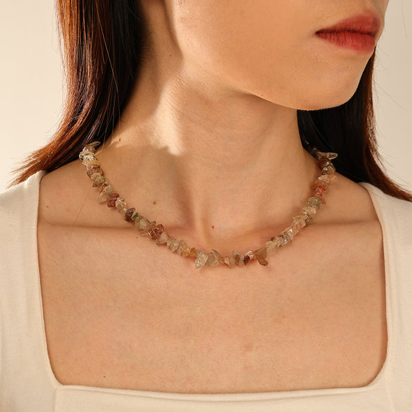 PN0168 925 Sterling Silver Multi-color Chip Necklace