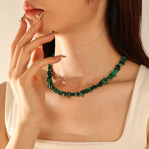 PN0158  925 Sterling Silver Malachite Women Necklace