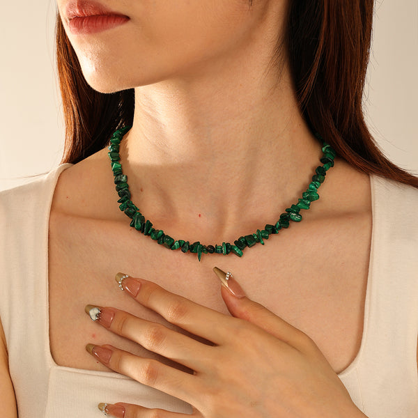 PN0158  925 Sterling Silver Malachite Women Necklace