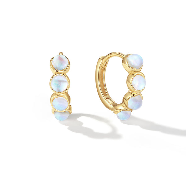 VFE0053 Bezel Set Moonstone Hoop Earrings