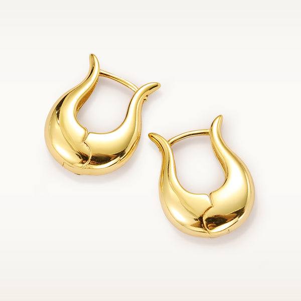 FE2070 925 Sterling Silver High Poilsh U Shape Huggie Hoop Earrings