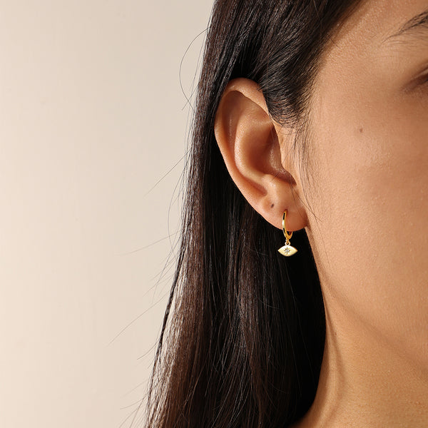 FE2127 925 Sterling Silver Cubic Zircon Eye Dangle Earrings