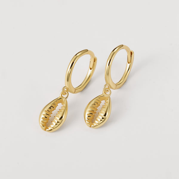 FE2100 925 Sterling Silver Classic Shell Dangle Earrings