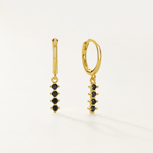 FE2745 925 Sterling Silver Multicolored Zirconia Dangle Hoop Earrings