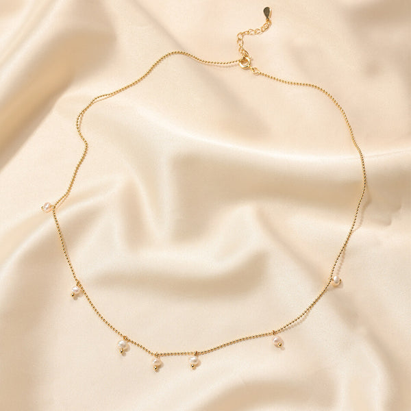 PN0245 925 Sterling Silver Minimalist Freshwater Pearl Necklaces