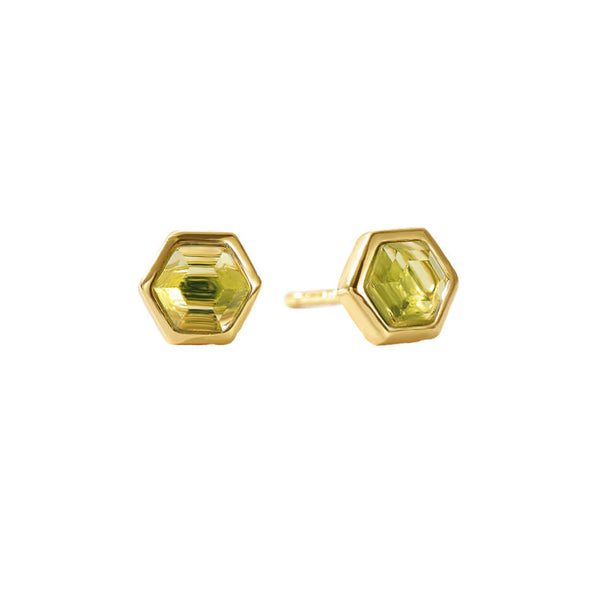 VFE0238 Birthstone Hexagon Natural Stone Stud Earrings