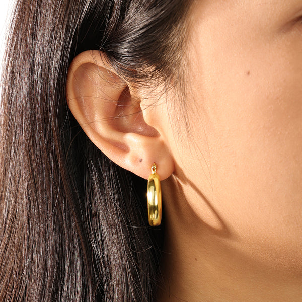 FE2082 925 Sterling Silver Custom Chunky Polished Hoop Earrings