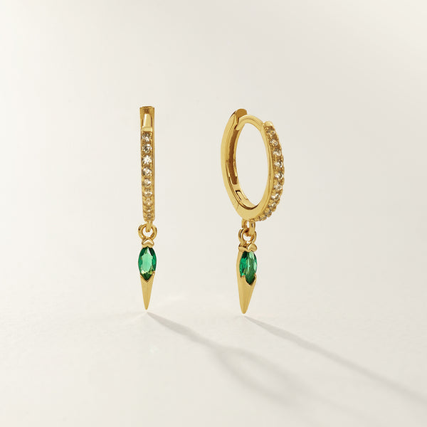 FE2742 925 Sterling Silver CZ Embellished Cone Dangle Hoop Earrings