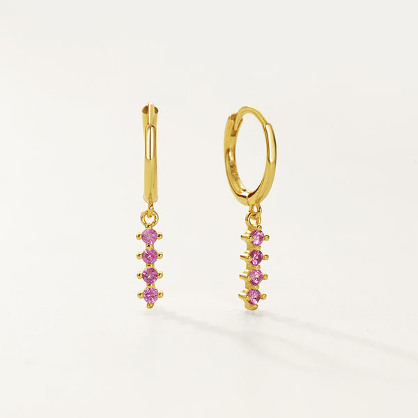 FE2745 925 Sterling Silver Multicolored Zirconia Dangle Hoop Earrings