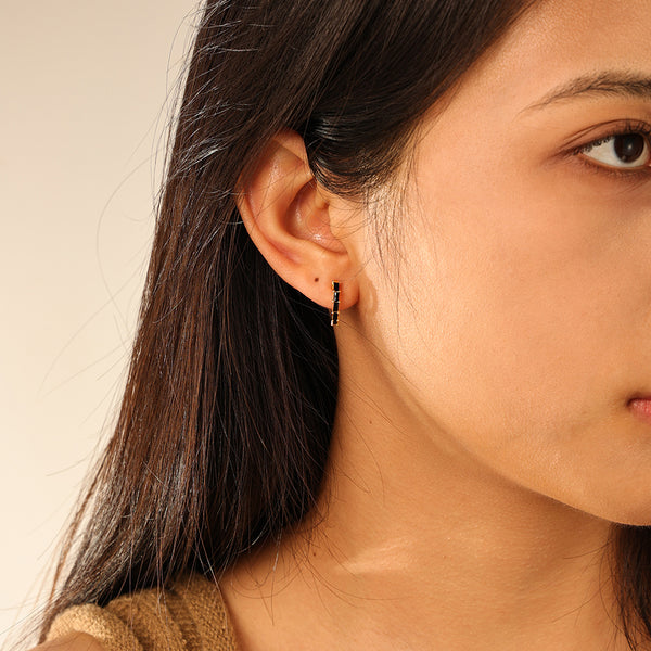 FE2846 925 Sterling Silver Pave Diamond CZ Hoop Earrings