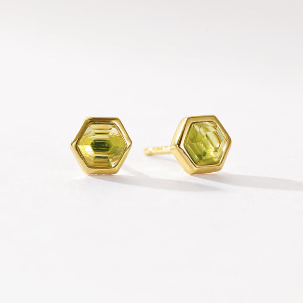 VFE0238 Birthstone Hexagon Natural Stone Stud Earrings
