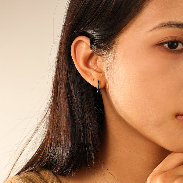 FE2846 925 Sterling Silver Pave Diamond CZ Hoop Earrings