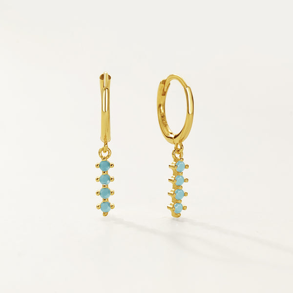 FE2745 925 Sterling Silver Multicolored Zirconia Dangle Hoop Earrings