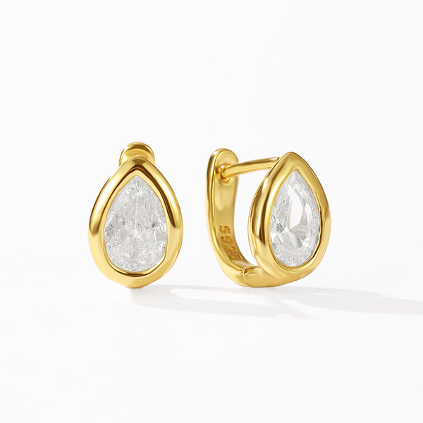 VFE0685 Teardrop CZ Hoop Earrings