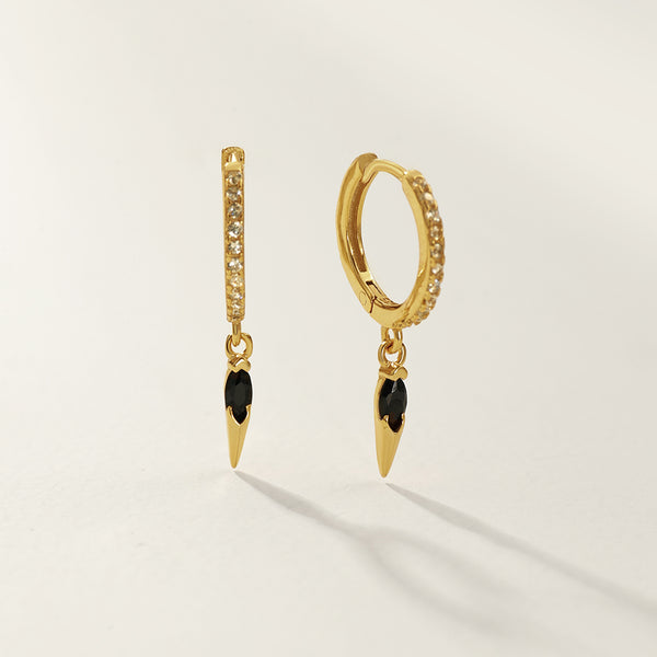 FE2742 925 Sterling Silver CZ Embellished Cone Dangle Hoop Earrings