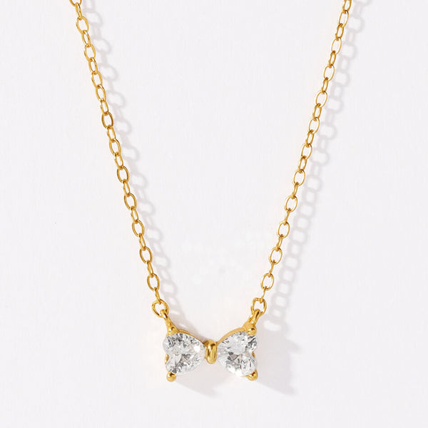 FX1310 Butterfly Bow Pave Cubic Zirconia Pendant Necklace