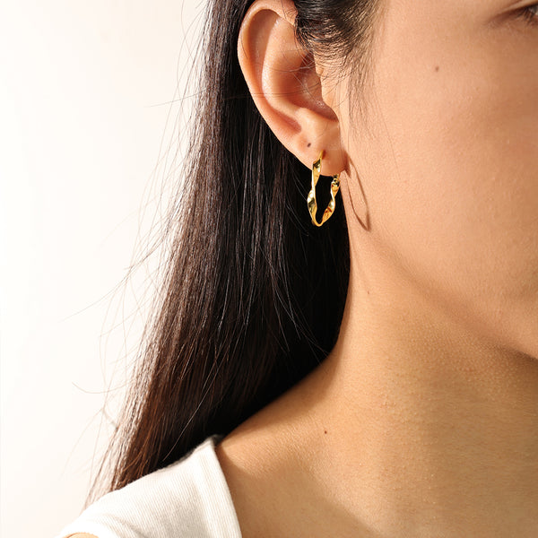 FE2205 925 Sterling Silver Simple Polished Twisted Hoop Earrings