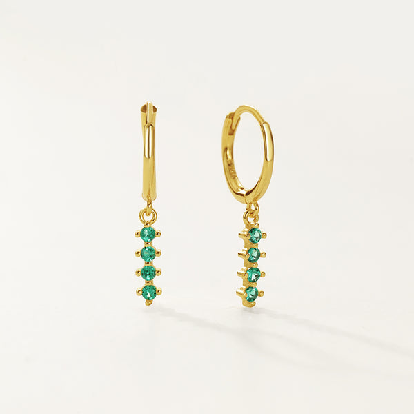 FE2745 925 Sterling Silver Multicolored Zirconia Dangle Hoop Earrings