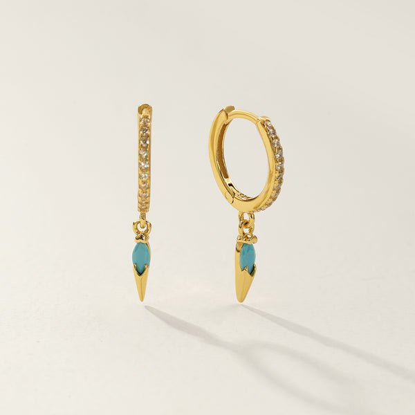 FE2742 925 Sterling Silver CZ Embellished Cone Dangle Hoop Earrings