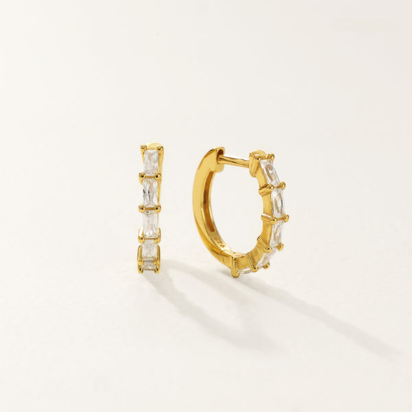 FE2846 925 Sterling Silver Pave Diamond CZ Hoop Earrings