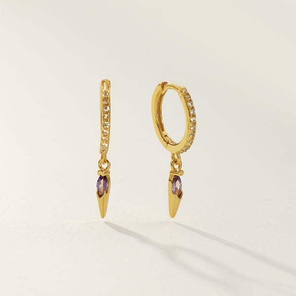 FE2742 925 Sterling Silver CZ Embellished Cone Dangle Hoop Earrings