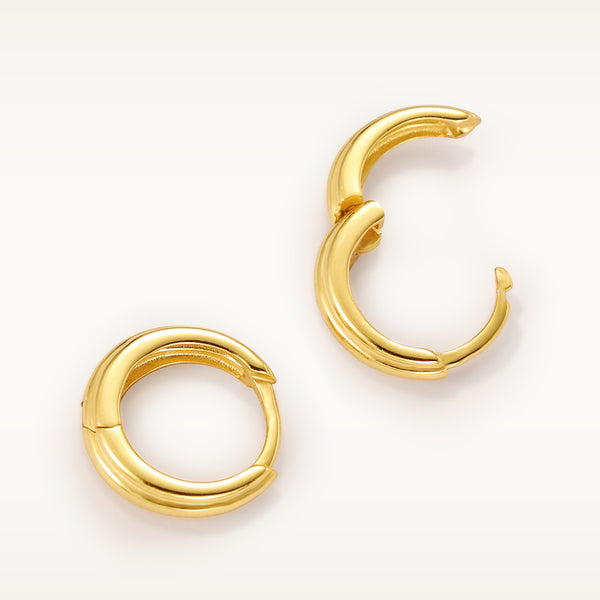 FE2080 925 Sterling Silver Women Gold Plated Triple Bold Hoop Earrings