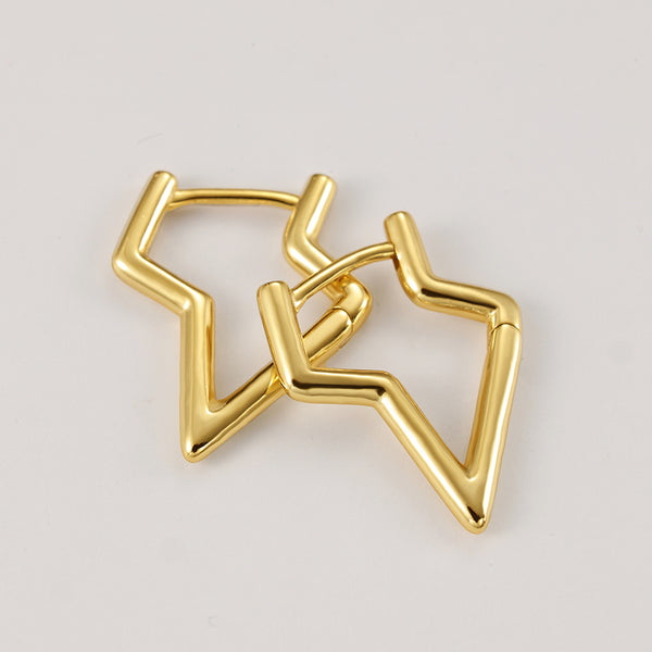 FE2083 925 Sterling Silver High Polish Lightning Hoop Earrings