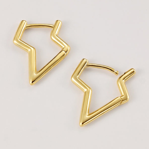 FE2083 925 Sterling Silver High Polish Lightning Hoop Earrings