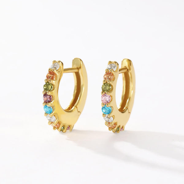 VFE0436 Multicolor Rainbow CZ Stone Hoop Earrings