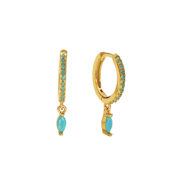 FE2759 Blue Turquoise Colorful Stone Dangle Hoop Earrings