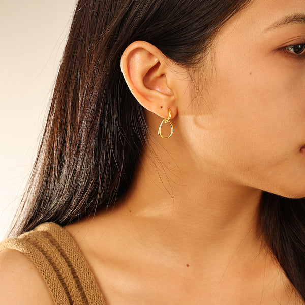 FE2880 925 Sterling Silver Double Hoop Huggie Eearings