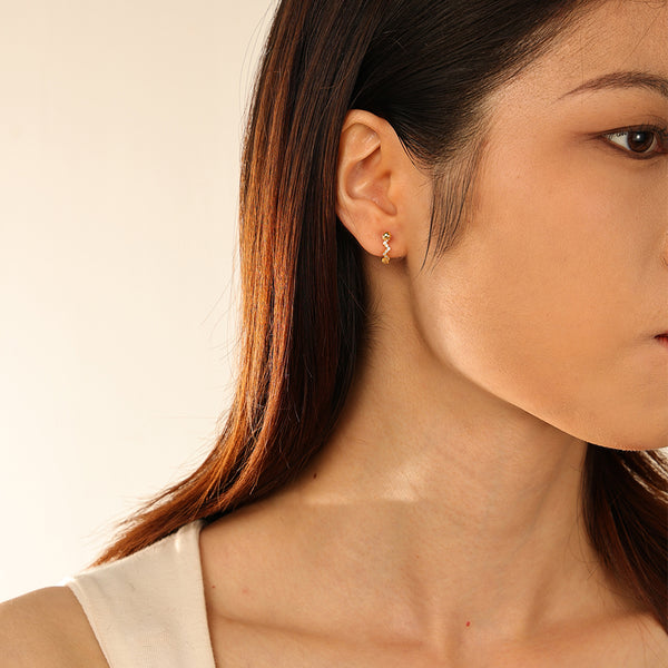 FE2922 925 Sterling Silver Wavy Screw Piercing Stud Earrings