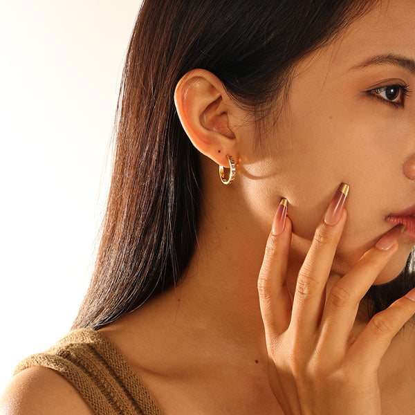 VFE0078 Minimalist Zirconia Hoop Earrings