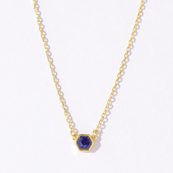 VFX0245 Hexagon Birthstone Pendant Necklace