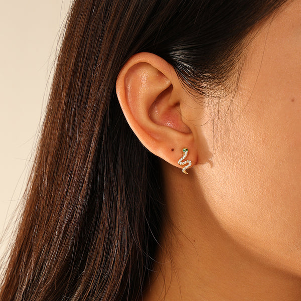 FE2931 925 Sterling Silver Snake Stud Earring