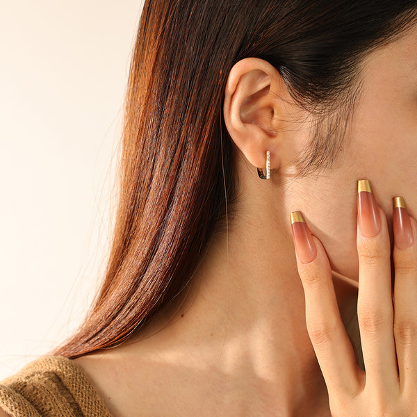 FE2795 925 Sterling Silver Capital D Hoop Earring