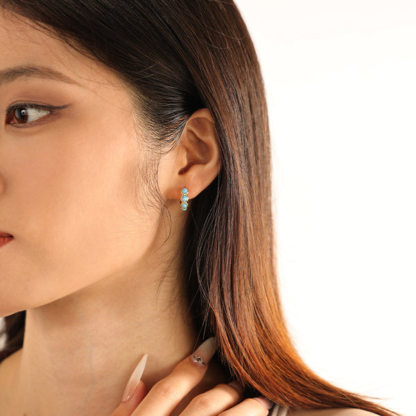 VFE0164 Round Opal Hoops Earring