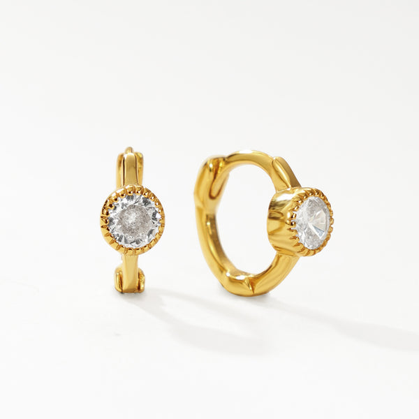 FE3167 Bezel Setting CZ Hoop Earring