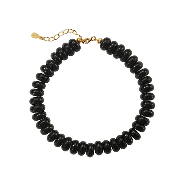 PB0138 Black Agate Charm Beaded Bracelets