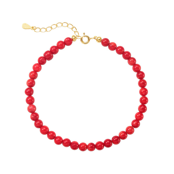 PB0131 925 Sterling Silver Red Coral Women Bracelets