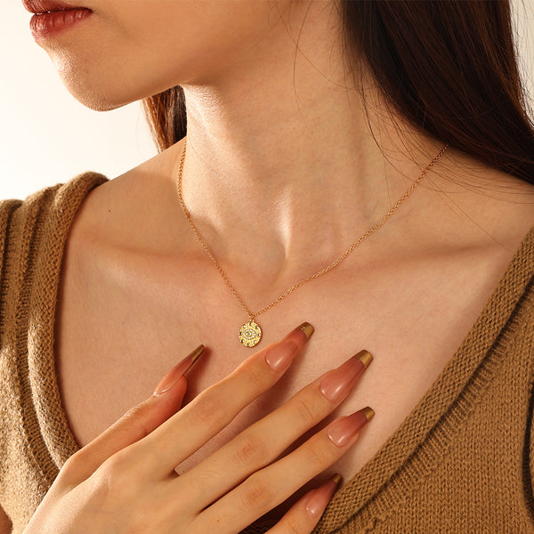 FX1177 925 Sterling Silver Evil Eye Coin Pendant Necklace