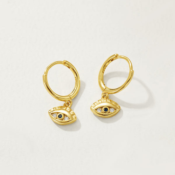 FE2820 925 Sterling Silver Zircon Eyes Dangle Earrings
