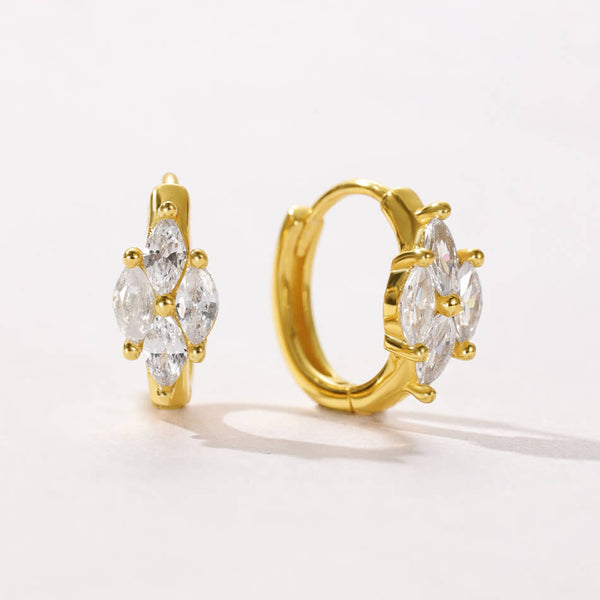 VFE0183 Marquise Opal Cubic Zirconia Stacked Hoop Earrings