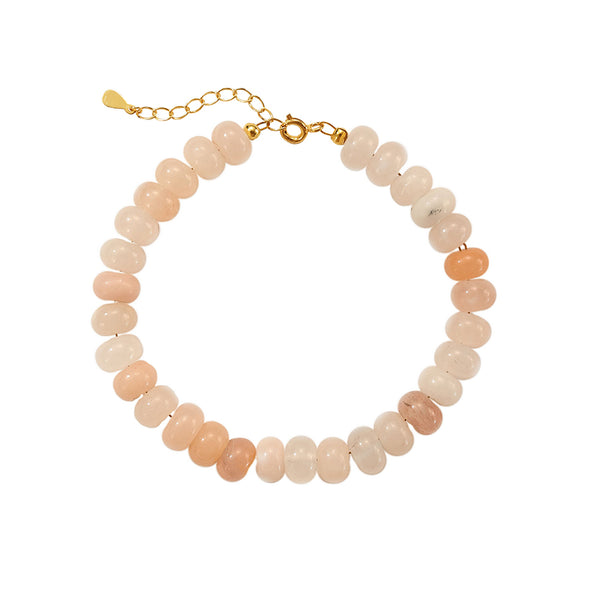 PB0152 925 Sterling Silver Pink Aventurine Beads Bracelet