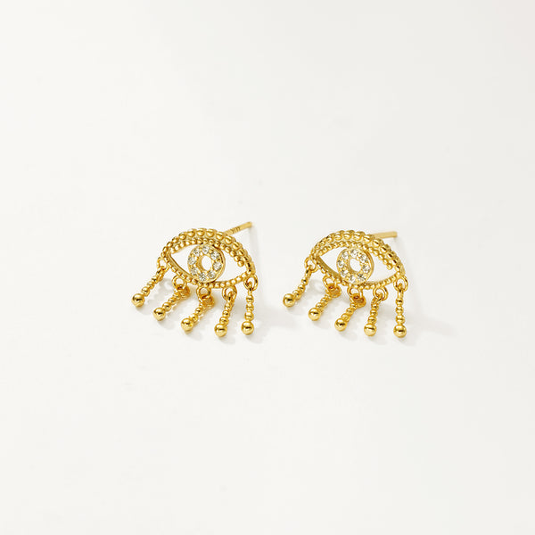 FE2718 925 Sterling Silver Full CZ Evil Eye Stud Earrings