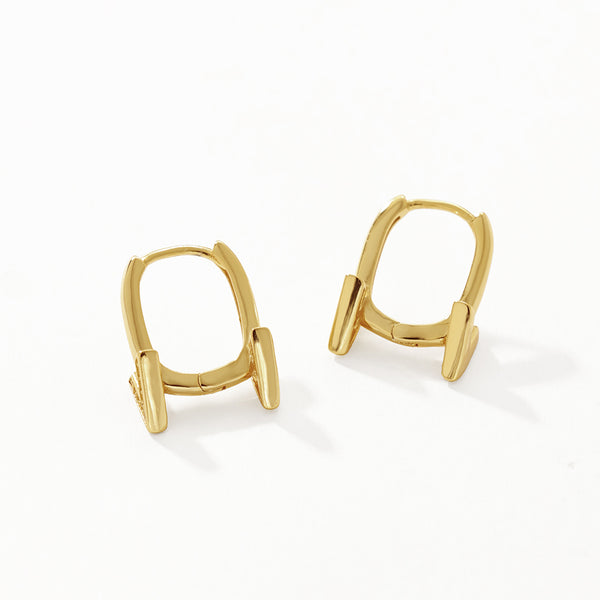 FE3108 Double Arrow CZ Hoop Earring